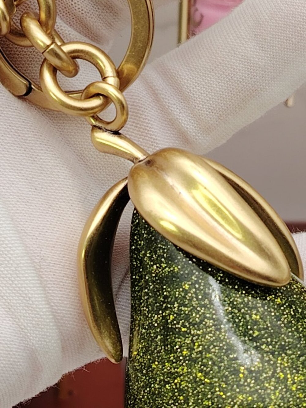 Coach Pear Bag Charm CAX73 Brass/Green Keychain Coach Bag Accessories - Picture 2 of 8